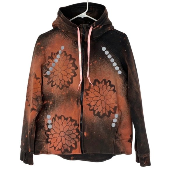 lululemon athletica Jackets & Blazers - Lululemon Floral Reflective Zip Up Sweatshirt Jacket Womens Size 12 Upcycled